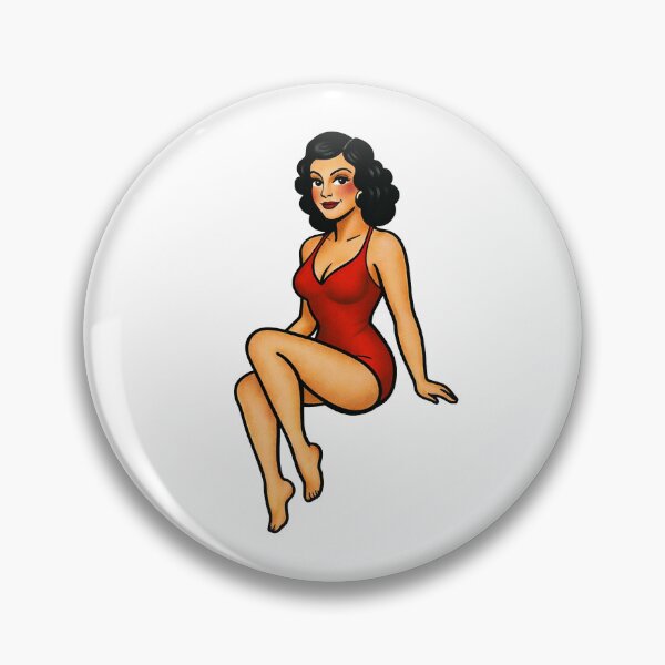 Item preview, Traditional Pin-Up Girl Tattoo – Classic Old School Flash Design designed and sold by Scandi-Design.