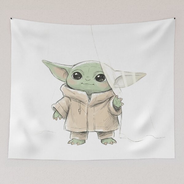 Item preview, BABY YODA WITH SHEER CURTAINS designed and sold by LIS AND MELIVERSO.