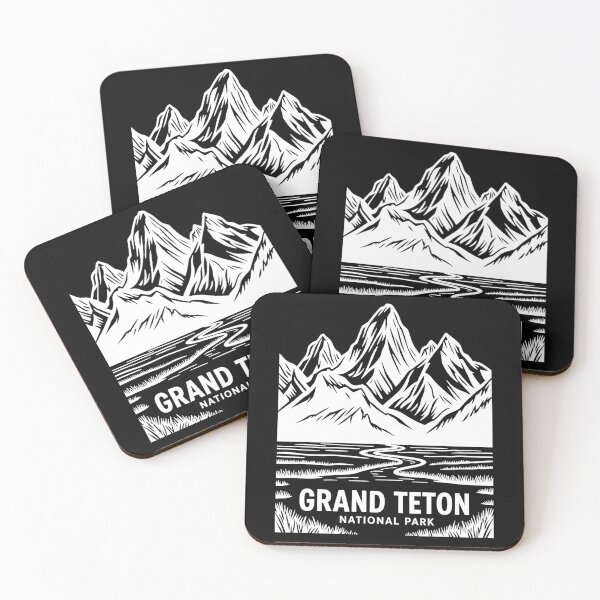 Item preview, Grand Teton National Park Landscape Line Art Illustration - White designed and sold by Stripe Wall Studio.
