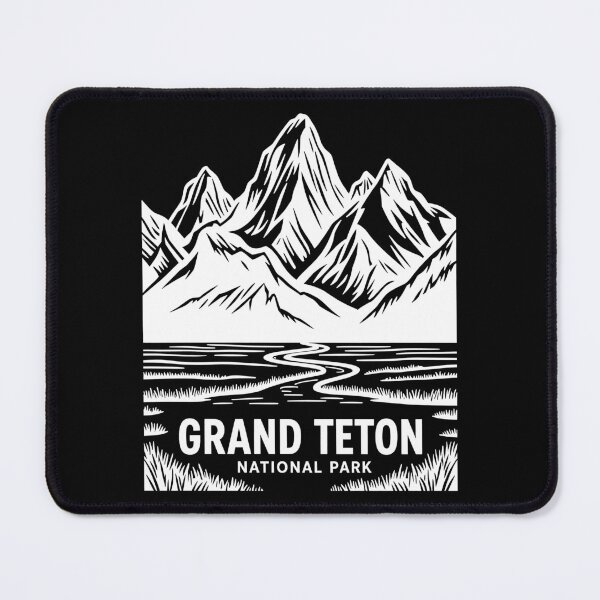 Item preview, Grand Teton National Park Landscape Line Art Illustration - White designed and sold by Stripe Wall Studio.