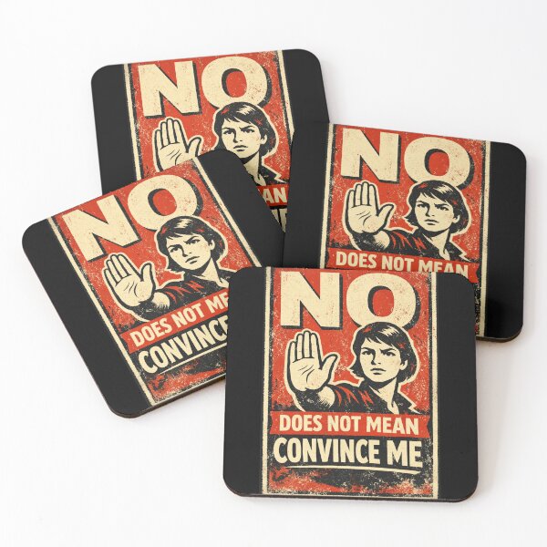 Item preview, No Does Not Mean Convince Me – Vintage Retro Protest Poster T-Shirt designed and sold by AMICO77.