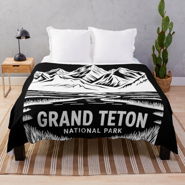 Item preview, Grand Teton National Park Landscape Line Art Illustration - White designed and sold by Stripe Wall Studio.