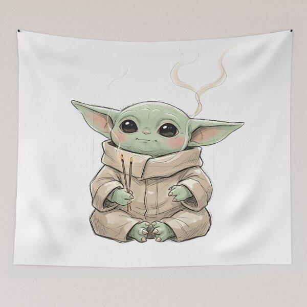 Item preview, BABY YODA WITH INCENSE designed and sold by LIS AND MELIVERSO.