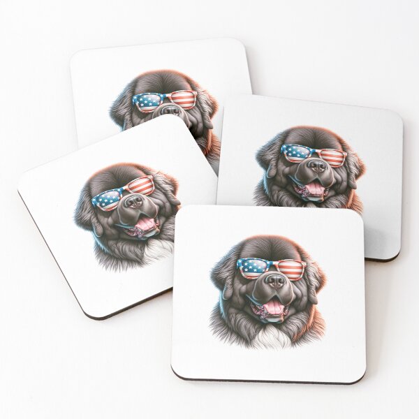 Item preview, Patriotic Newfoundland Dog with American Flag Sunglasses – Funny 4th of July Dog designed and sold by Polarisofficial.