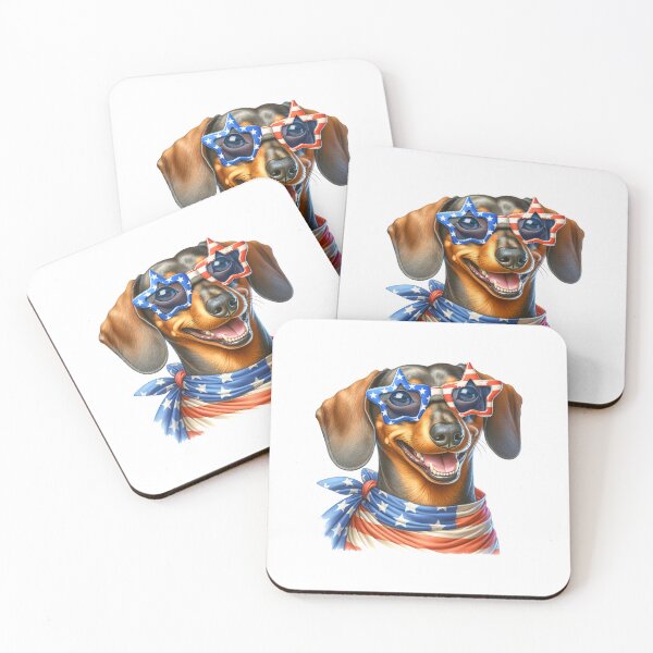 Item preview, Patriotic Dachshund Dog with Star Sunglasses – Funny 4th of July American Flag Wiener Dog designed and sold by Polarisofficial.