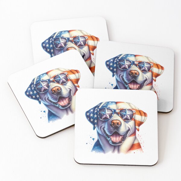 Item preview, Patriotic Labrador Retriever with American Flag Sunglasses – 4th of July Dog designed and sold by Polarisofficial.