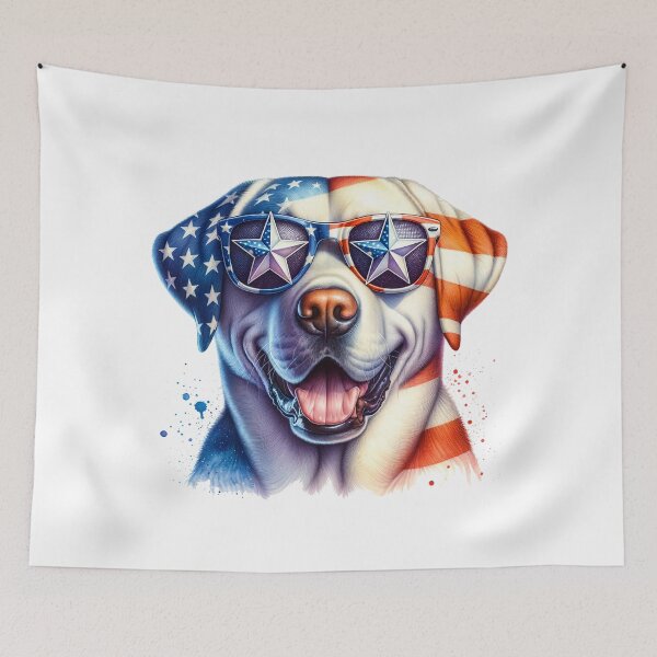 Item preview, Patriotic Labrador Retriever with American Flag Sunglasses – 4th of July Dog designed and sold by Polarisofficial.