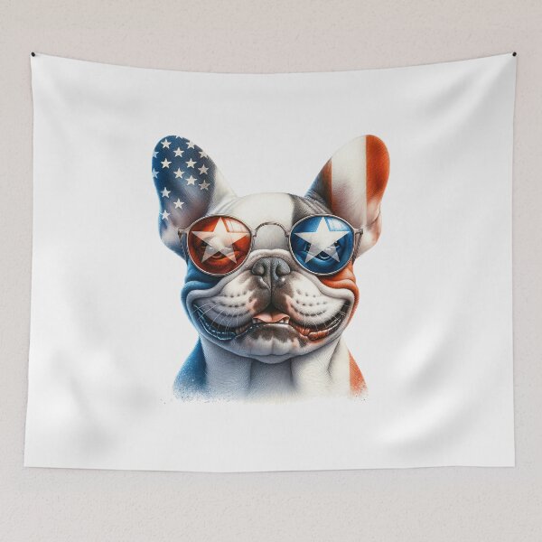 Item preview, Patriotic French Bulldog with American Flag Sunglasses – Funny 4th of July Frenchie designed and sold by Polarisofficial.