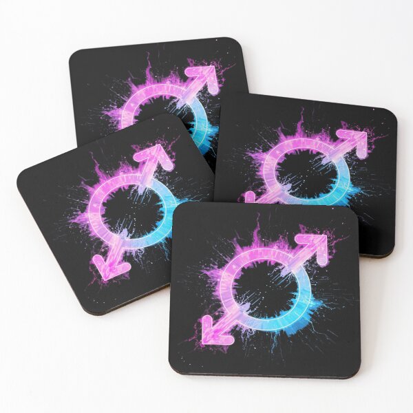 Item preview, Neon Transgender Symbol Cosmic Energy Splatter designed and sold by rainbowgremlin.