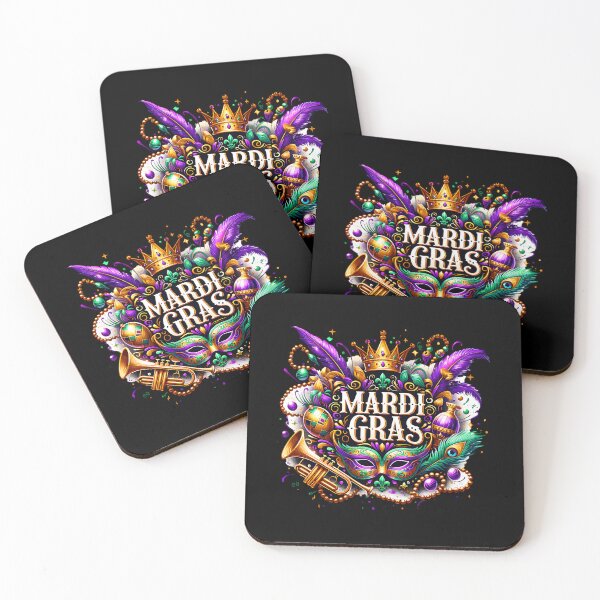 Item preview, Mardi Gras Carnival Mask & Beads – Festive Purple Green Gold Mardi Gras Art for Shirts, Stickers & Gifts designed and sold by artedigital99.