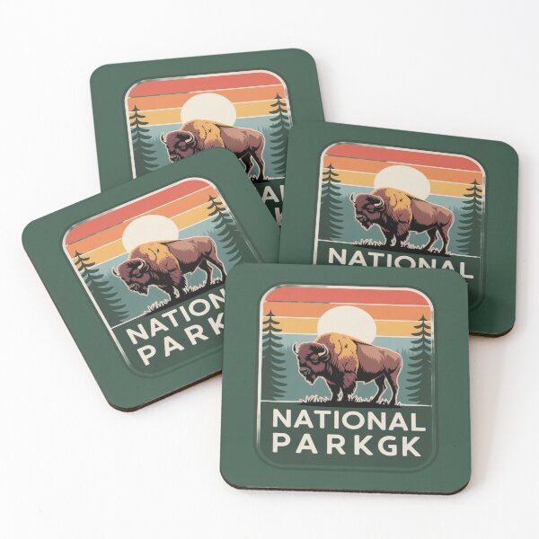 Artikelvorschau, Vintage Bison National Park Sunset Badge entworfen und verkauft von ItzLacarth.