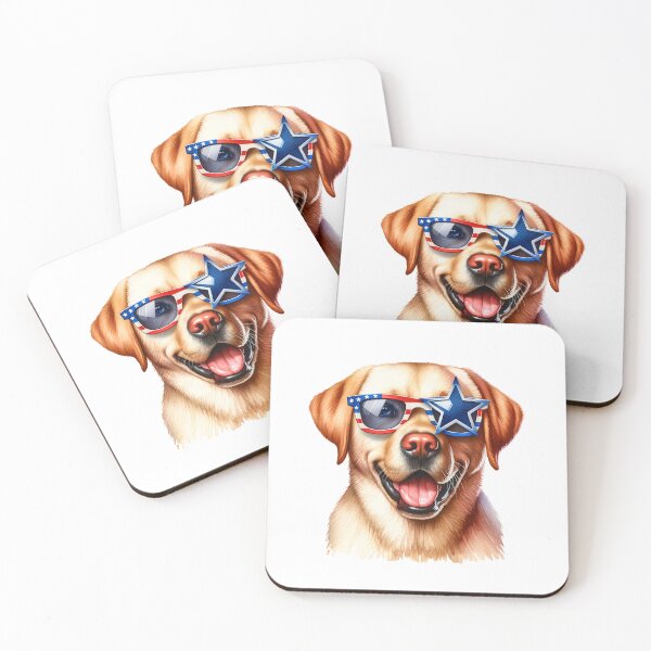 Item preview, Patriotic Golden Retriever with American Flag Sunglasses – Cute 4th of July Dog designed and sold by Polarisofficial.