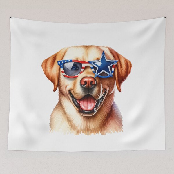Item preview, Patriotic Golden Retriever with American Flag Sunglasses – Cute 4th of July Dog designed and sold by Polarisofficial.