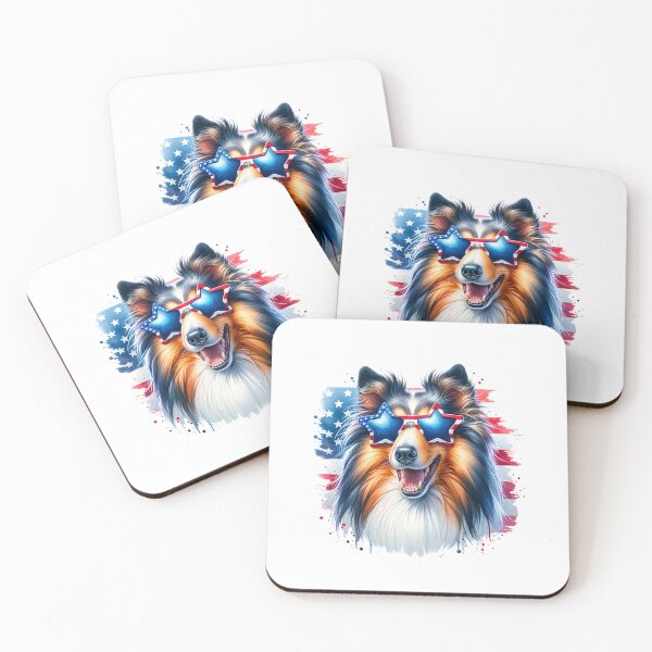 Item preview, Patriotic Shetland Sheepdog with Star Sunglasses – 4th of July American Flag Sheltie designed and sold by Polarisofficial.