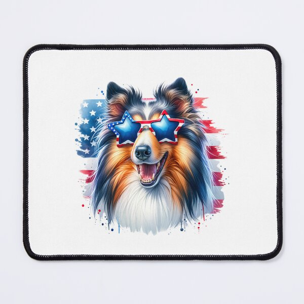 Item preview, Patriotic Shetland Sheepdog with Star Sunglasses – 4th of July American Flag Sheltie designed and sold by Polarisofficial.