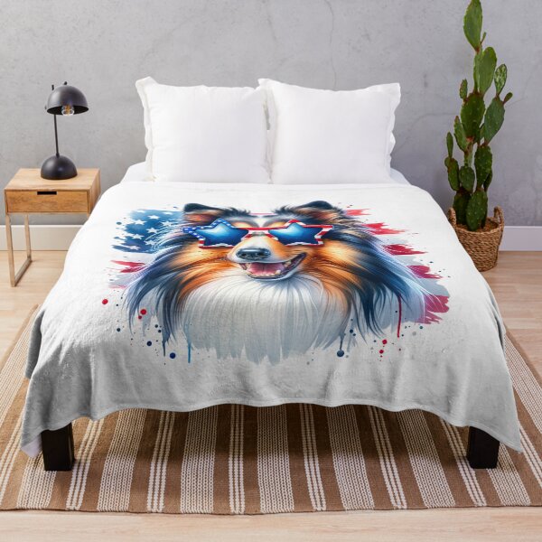 Item preview, Patriotic Shetland Sheepdog with Star Sunglasses – 4th of July American Flag Sheltie designed and sold by Polarisofficial.