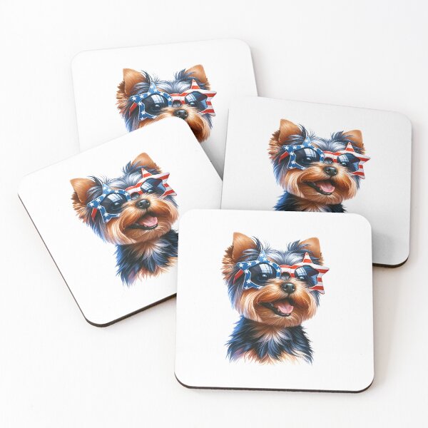Item preview, Patriotic Yorkshire Terrier with Star Sunglasses – Cute 4th of July Yorkie Dog designed and sold by Polarisofficial.