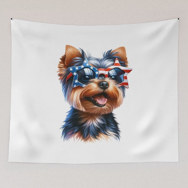 Item preview, Patriotic Yorkshire Terrier with Star Sunglasses – Cute 4th of July Yorkie Dog designed and sold by Polarisofficial.
