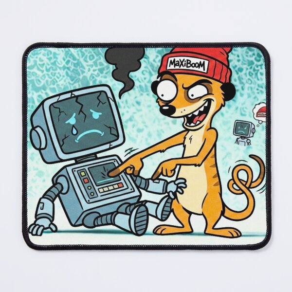 Item preview, I’ll Ask As Many Times As I Want - Crazy Meerkat vs. AI designed and sold by mAXiBoOM.
