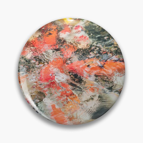 Item preview, Colorful Koi Fish Swimming and Splashing in Garden Pond designed and sold by LRPhotoart.
