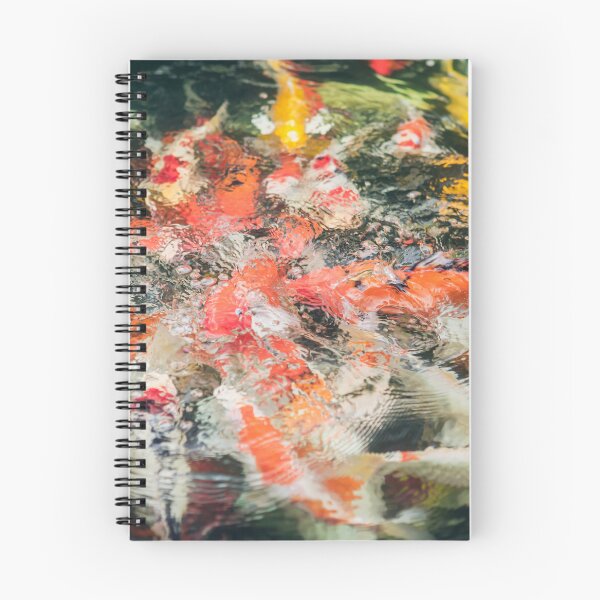 Item preview, Colorful Koi Fish Swimming and Splashing in Garden Pond designed and sold by LRPhotoart.