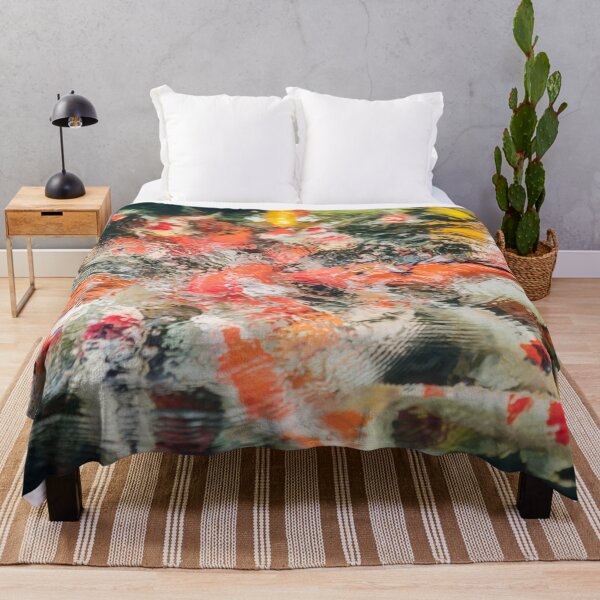 Item preview, Colorful Koi Fish Swimming and Splashing in Garden Pond designed and sold by LRPhotoart.