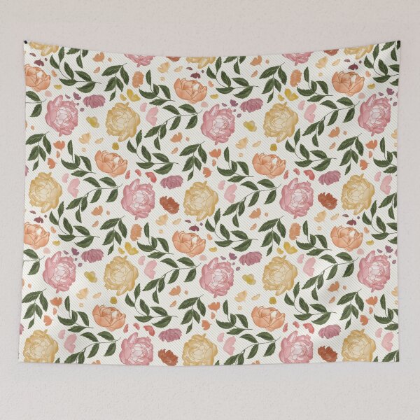 Item preview, Vintage Painterly Peony Rose Pinstripe Pattern designed and sold by Seamlessly Buffalo.