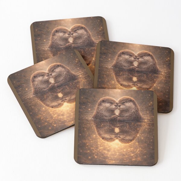 Item preview, Otter Kindred Spirits – Floating River Otters Reflection Wildlife Art designed and sold by GeoWild Designs.