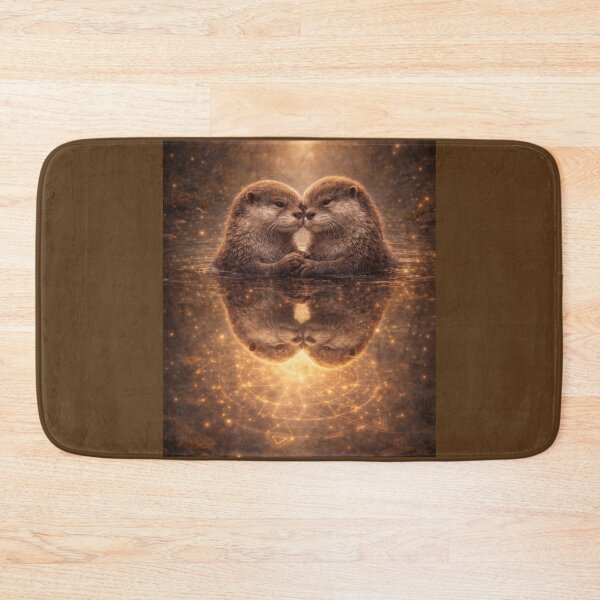 Item preview, Otter Kindred Spirits – Floating River Otters Reflection Wildlife Art designed and sold by GeoWild Designs.