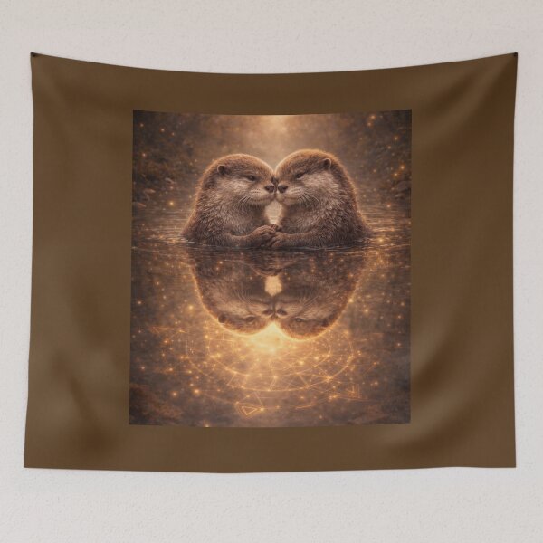 Item preview, Otter Kindred Spirits – Floating River Otters Reflection Wildlife Art designed and sold by GeoWild Designs.