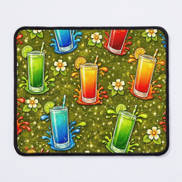 Item preview, Olive Green Tropical Drinks Seamless Print designed and sold by VividOddityCo.