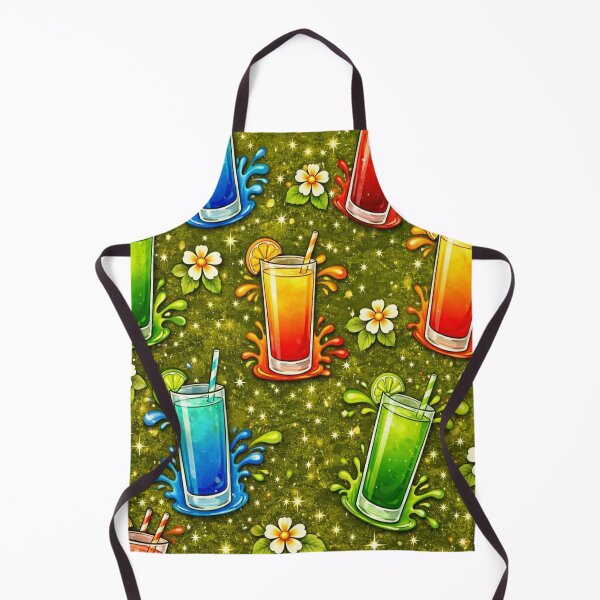 Item preview, Olive Green Tropical Drinks Seamless Print designed and sold by VividOddityCo.