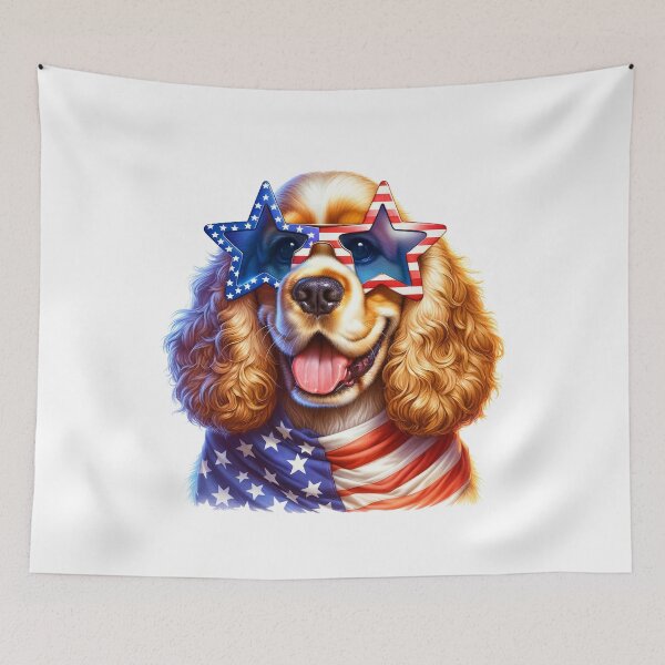 Item preview, Patriotic Cocker Spaniel with American Star Sunglasses – Cute 4th of July Dog designed and sold by Polarisofficial.