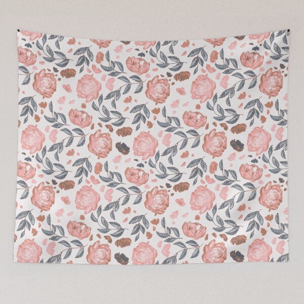 Item preview, Vintage Painterly Peony Rose Pinstripe Pattern designed and sold by Seamlessly Buffalo.
