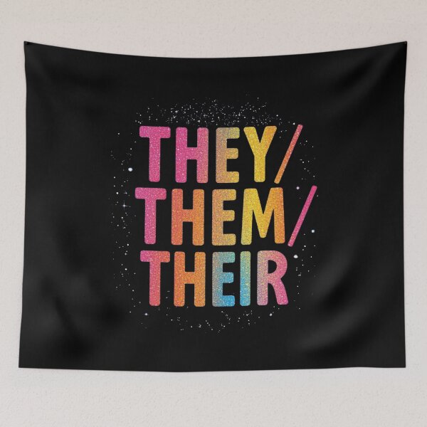 Item preview, They Them Their Pronouns Glitter Galaxy Pride Art designed and sold by rainbowgremlin.