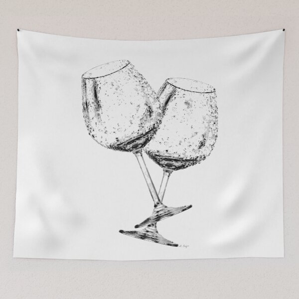 Item preview, It Takes Two Black And White Wine Glass Art designed and sold by Sharon Cummings Art.