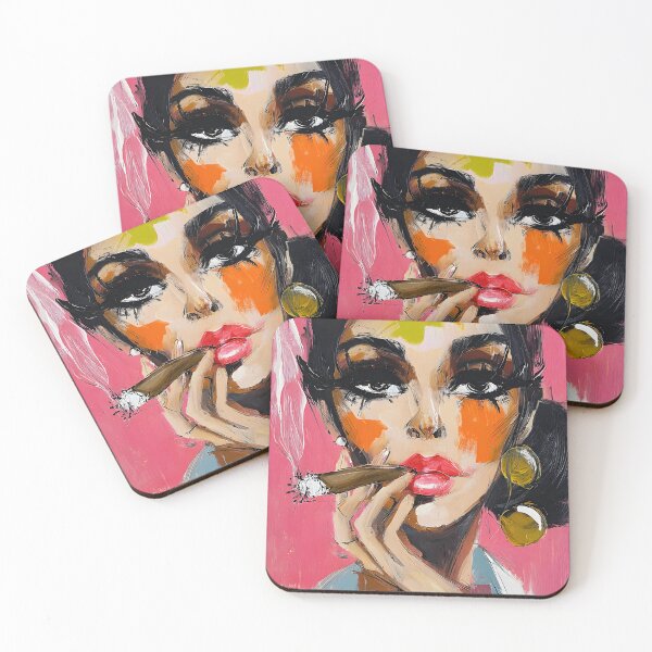 Item preview, Channel Bold Confidence with a Stylish Woman with Red Lipstick in Vibrant Color and Cigar Flair designed and sold by OlfactoART Studio.