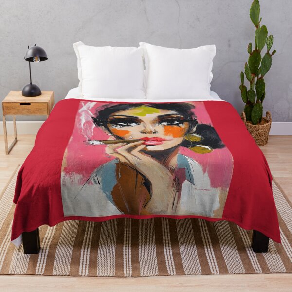Item preview, Channel Bold Confidence with a Stylish Woman with Red Lipstick in Vibrant Color and Cigar Flair designed and sold by OlfactoART Studio.