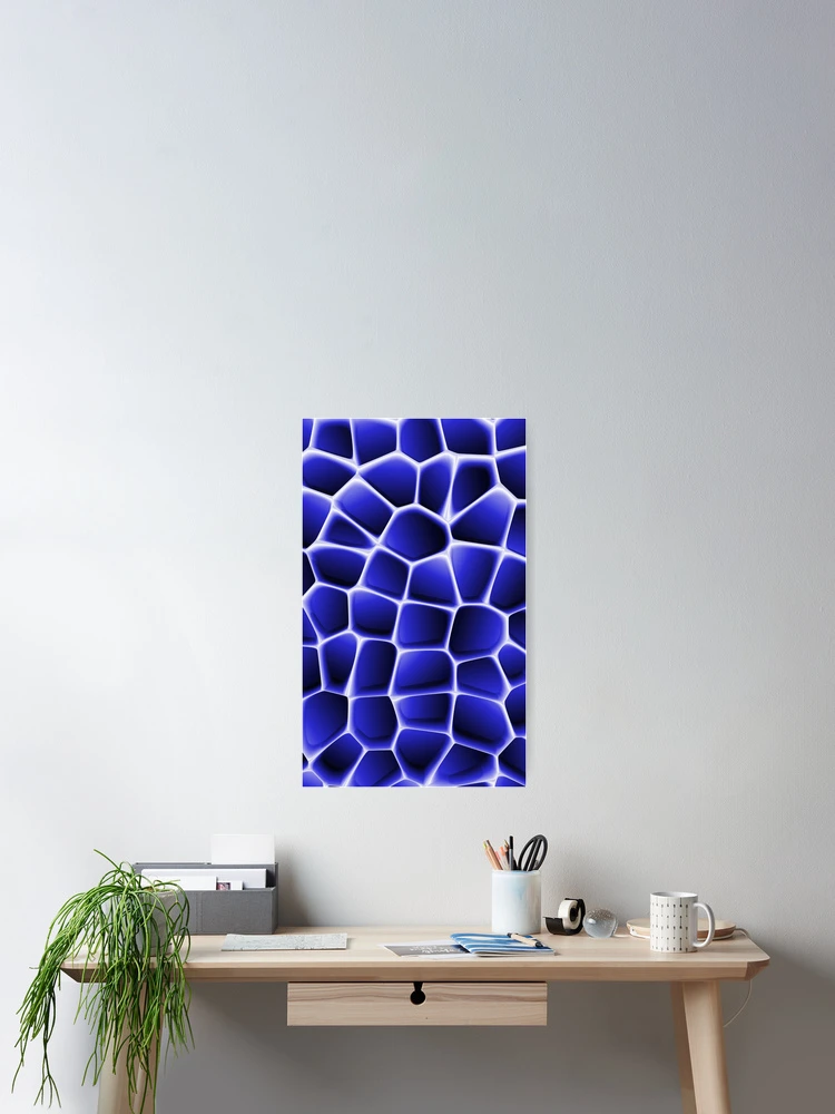 Thumbnail 2 of 3, Poster, Electric Blue Abstract Cell Pattern designed and sold by ScreenPin.