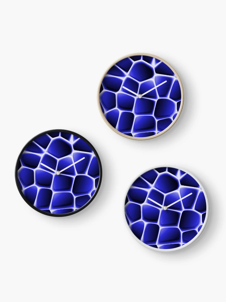 Thumbnail 3 of 4, Clock, Electric Blue Abstract Cell Pattern designed and sold by ScreenPin.