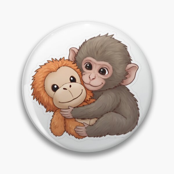 Item preview, Punch Monkey Style Cute Hugging Apes Sticker designed and sold by Bsbdigital.