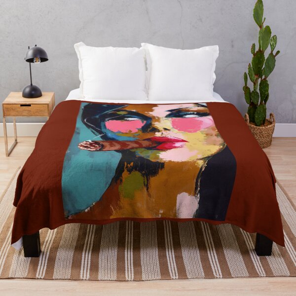 Item preview, Unleash Fearless Expression with a Vibrant Woman and Bold Cigar Portrait designed and sold by OlfactoART Studio.