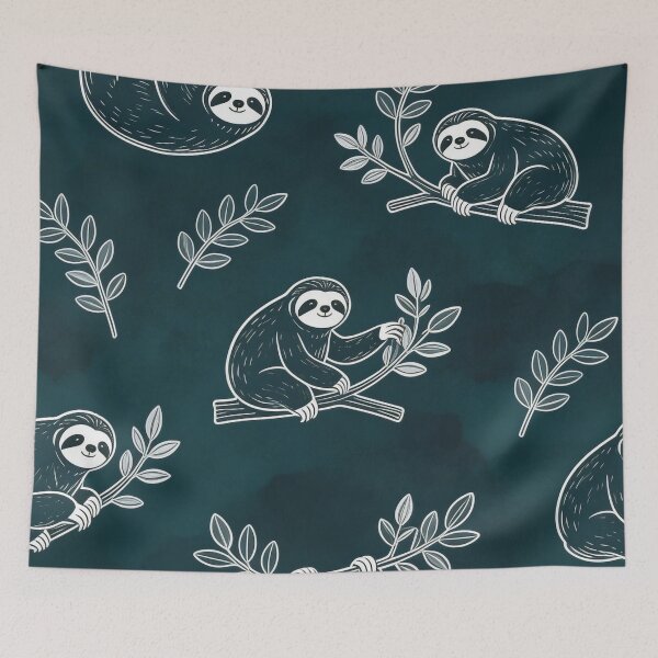 Item preview, Illustration of Funny Sloths on Branches with Leaves designed and sold by Ciervo Primavera.
