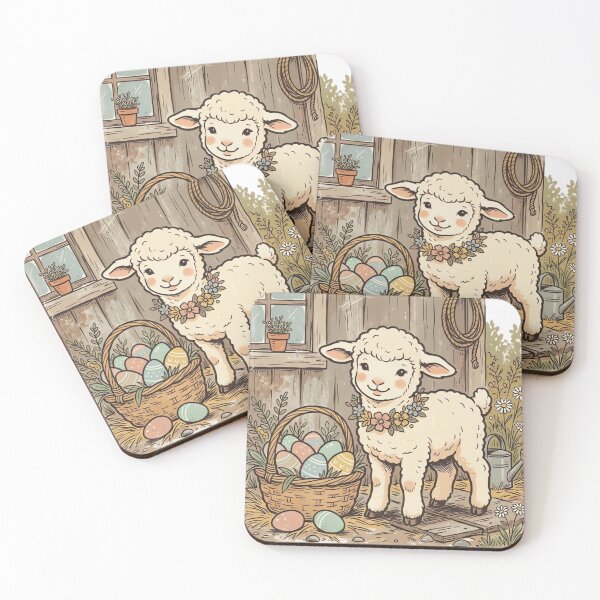 Item preview, Vintage Easter Lamb in Rustic Barn  designed and sold by urbinet.