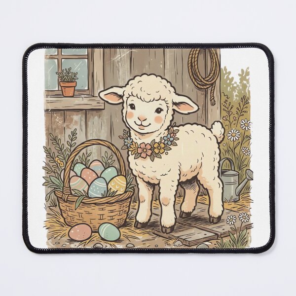 Item preview, Vintage Easter Lamb in Rustic Barn designed and sold by urbinet.