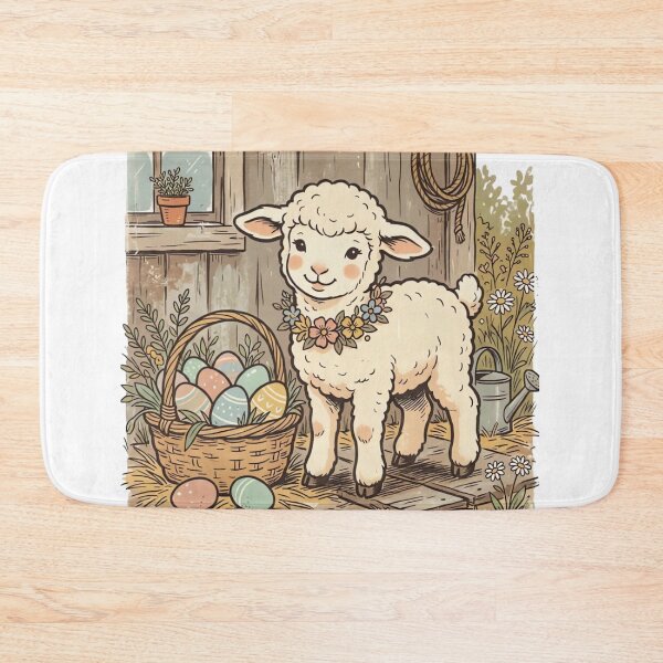 Item preview, Vintage Easter Lamb in Rustic Barn  designed and sold by urbinet.
