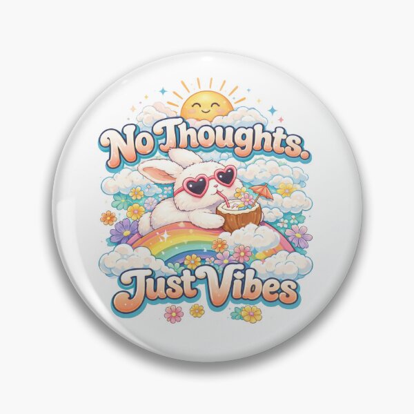 Item preview, Cute Bunny No Thoughts Just Vibes Rainbow Aesthetic Kawaii Rabbit Pastel Cute Animal designed and sold by tiazre.