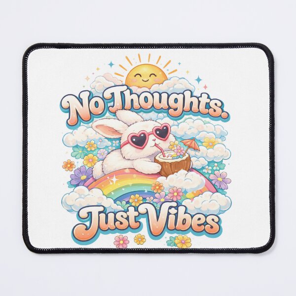 Item preview, Cute Bunny No Thoughts Just Vibes Rainbow Aesthetic Kawaii Rabbit Pastel Cute Animal designed and sold by tiazre.