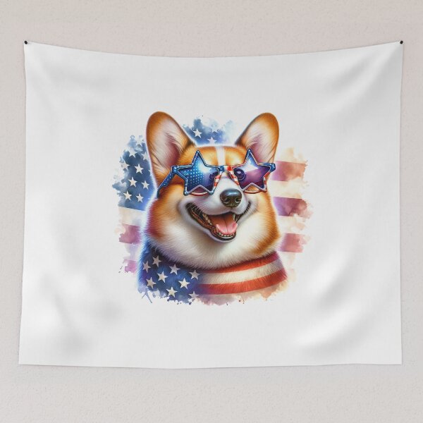 Item preview, Patriotic Corgi with American Star Sunglasses – Cute 4th of July Dog designed and sold by Polarisofficial.