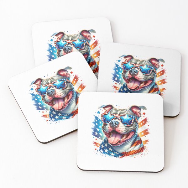 Item preview, Patriotic Pit Bull with Star Sunglasses – Funny 4th of July American Dog designed and sold by Polarisofficial.